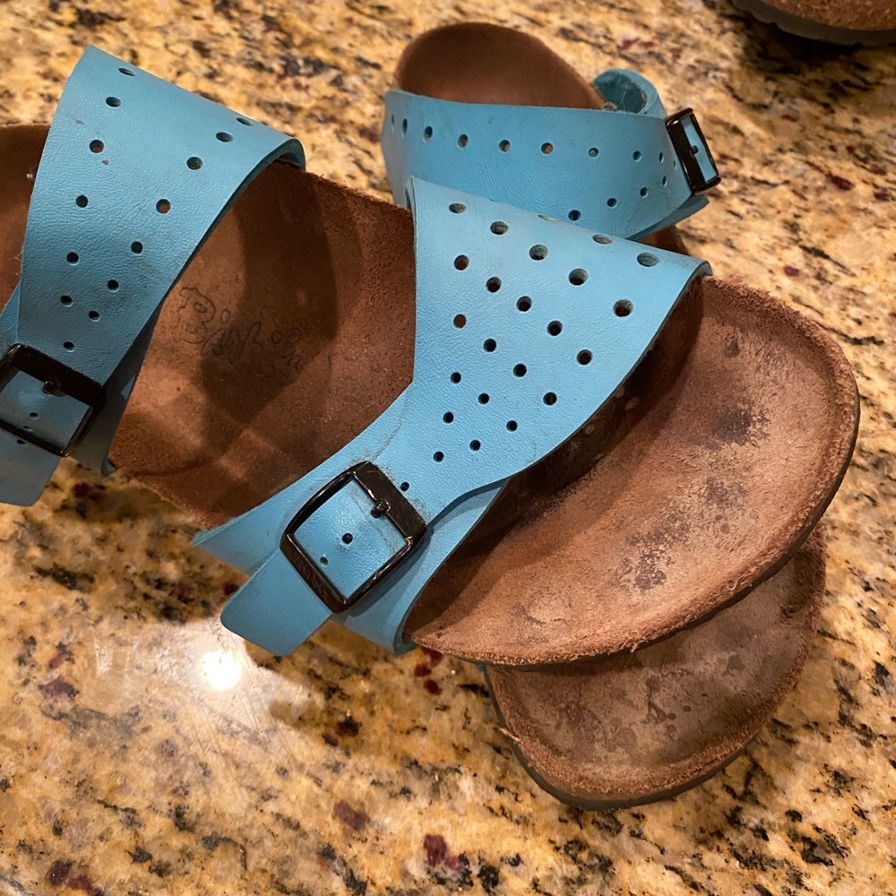 Birkenstock’s size 41  blue leather strap sandals